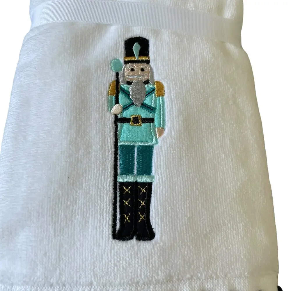 Kassatex Embroidered NUTCRACKER Hand Towels Set of 2 Christmas Fine Linens New